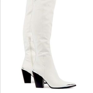 Public Desire White Thigh High Boots